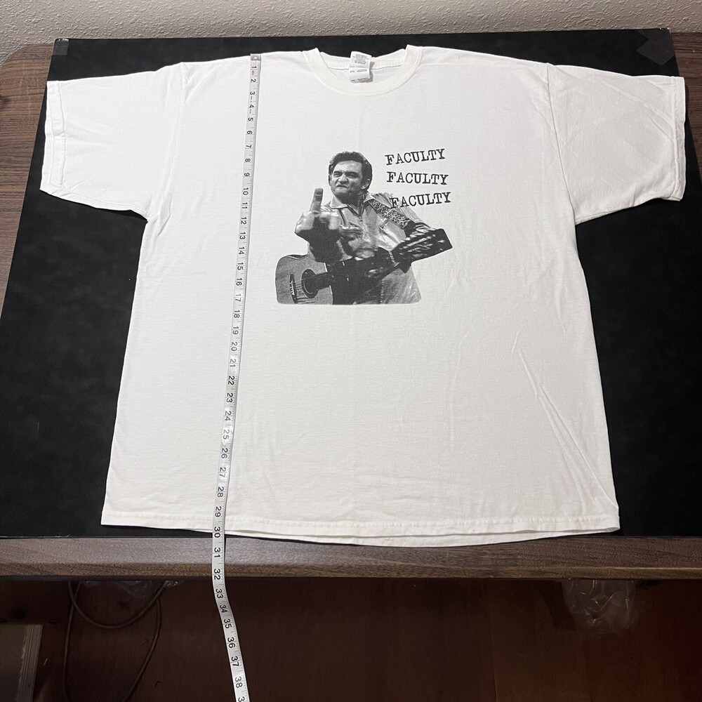 Vintage Johnny Cash Shirt Middle Finger San Quinten Prison 2XL Zion Ring of Fire